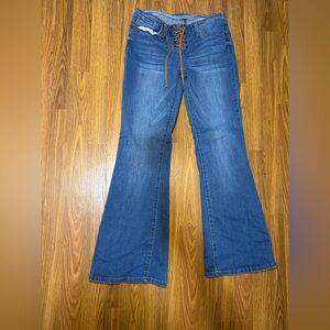 Almost Famous Lace Up Flare Leg Y2K Jeans Size 9.